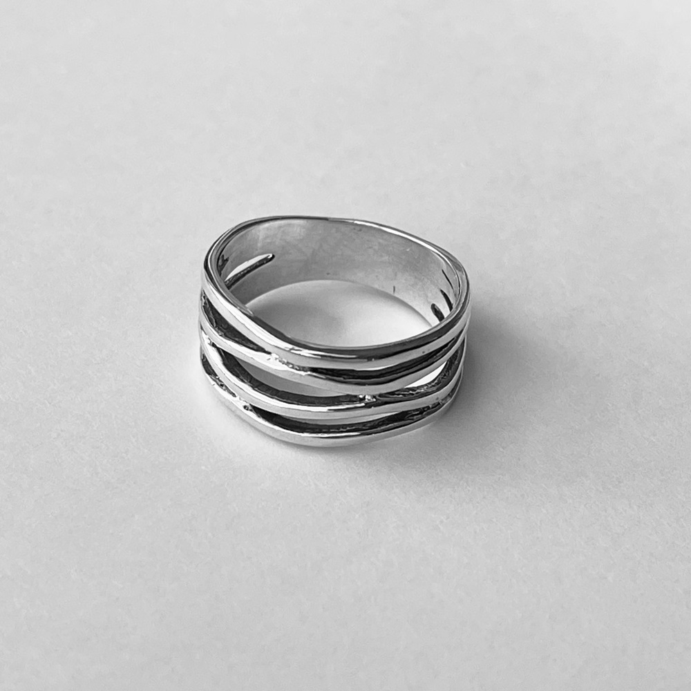 Sterling Silver Multiple Lines Ring, Wrap Ring, S… - image 7